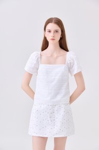 Olivara Embroidery Crochet Top In White