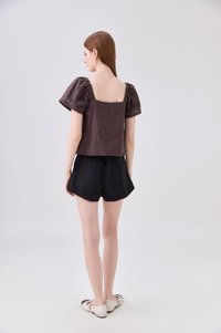 Olivara Embroidery Crochet Top In Espresso