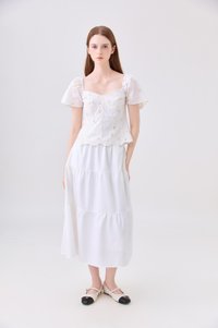 Milani Embroidery Panelled Floral Top In Cream