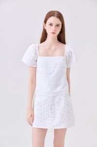 Octavia Denim Floral Skort In White