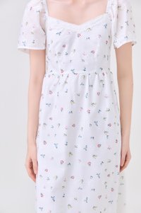 Delphine Floral Eyelet Midi Dress In White