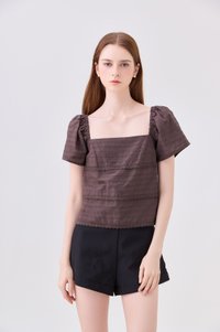 Olivara Embroidery Crochet Top In Espresso