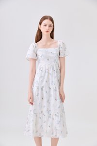 Samira Eyelet Floral Crochet Midi Dress