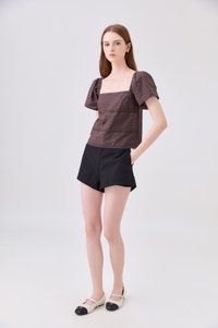 Olivara Embroidery Crochet Top In Espresso