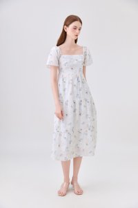 Samira Eyelet Floral Crochet Midi Dress