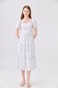 Samira Eyelet Floral Crochet Midi Dress