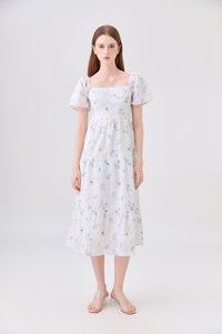 Samira Eyelet Floral Crochet Midi Dress