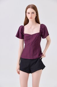 Zelia Peplum Top In Plum