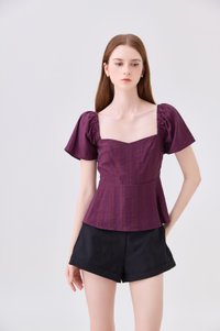 Zelia Peplum Top In Plum