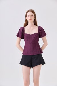 Zelia Peplum Top In Plum