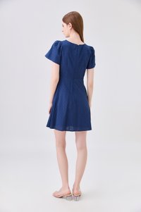 Briana Swiss Dot Dress In Navy