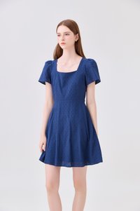 Briana Swiss Dot Dress In Navy