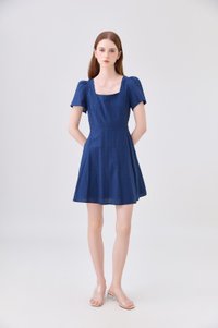 Briana Swiss Dot Dress In Navy