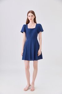 Briana Swiss Dot Dress In Navy