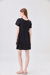 Ochre Scallop Minimalist Dress In Black
