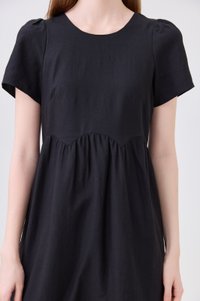 Ochre Scallop Minimalist Dress In Black
