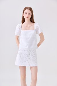 Octavia Denim Floral Skort In White
