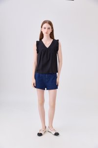 Alanna Ruffles Sleeve Top In Black