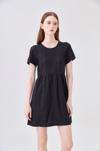 Ochre Scallop Minimalist Dress In Black