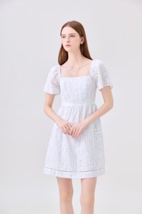 Eira Floral Tiered Dress In Blue