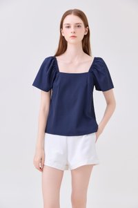 Aureline Flare Sleeve Top In Navy