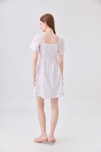 Eira Floral Tiered Dress In Pink