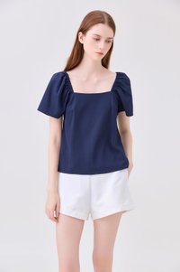 Aureline Flare Sleeve Top In Navy
