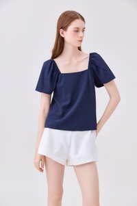 Aureline Flare Sleeve Top In Navy