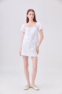 Olivara Embroidery Crochet Top In White