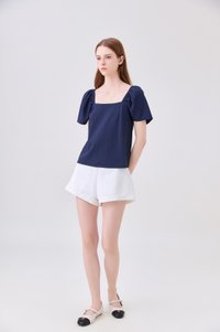 Aureline Flare Sleeve Top In Navy