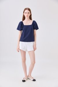 Aureline Flare Sleeve Top In Navy