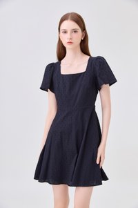 Briana Swiss Dot Dress In Black