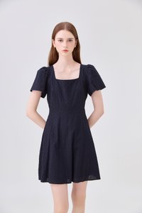 Briana Swiss Dot Dress In Black