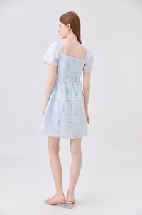 Aaira Embroidery Tiered Dress In Soft Blue