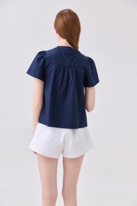 Journee Pintuck Ribbon Top In Navy