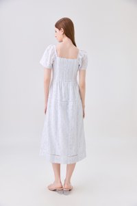Eira Floral Midi Dress In Blue