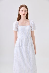 Eira Floral Midi Dress In Blue