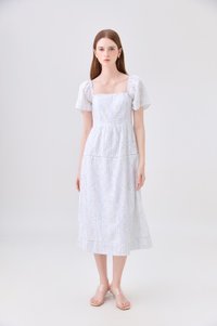 Eira Floral Midi Dress In Blue