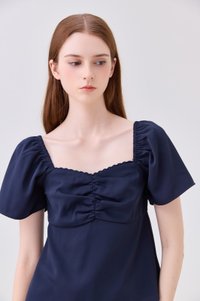 Mirabelle Sweetheart Floral Top In Navy