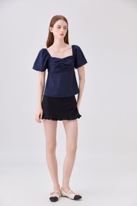 Mirabelle Sweetheart Floral Top In Navy