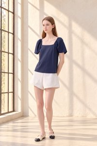 Aureline Flare Sleeve Top In Navy
