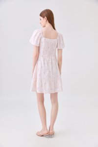 Rayne Eyelet Sweetheart Ruched Dress In Pink