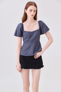 Zelia Peplum Top In Gunmetal