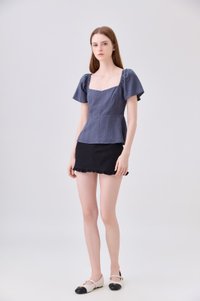 Zelia Peplum Top In Gunmetal