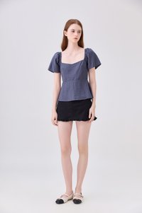 Zelia Peplum Top In Gunmetal