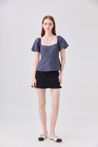 Zelia Peplum Top In Gunmetal