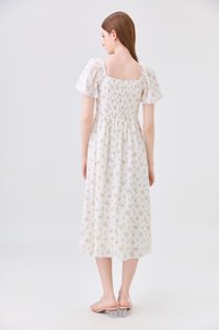 Delphine Floral Midi Dress In Cream