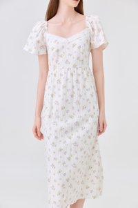 Delphine Floral Midi Dress In Cream