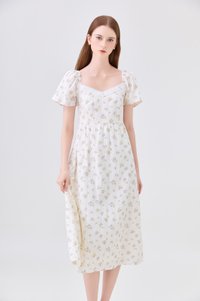 Delphine Floral Midi Dress In Cream