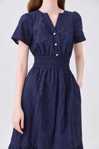Violetta Embroidered Midi Dress In Navy